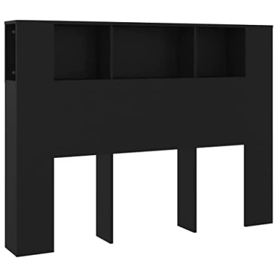 Abbildung von vidaXL Bett Kopfteil mit Ablagen Regal Wand Bücherregal Betthaupt Bettkopfteil Schlafzimmer Schwarz 140x18,5x104,5cm