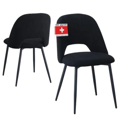 Abbildung von Albatros International Esszimmerstuhl SILVI Cord 2er Set Schwarz Modern bequem Retro (2er Set, Schwarz), Stilvolles Vintage Design, Eleganter Polsterstuhl am Esstisch