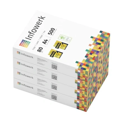 Abbildung von Infowerk Druckerpapier Kopierpapier 2000 Blatt A4 80g Premium Weiß Testsieger PEFC, PEFC Zertifikat (GFA COC 500582)