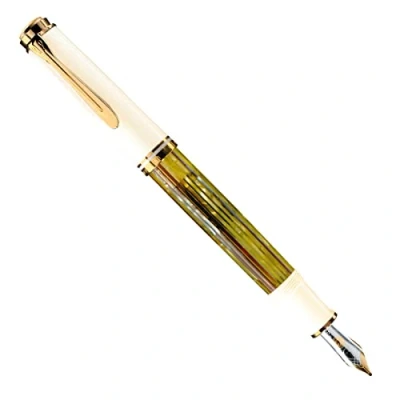 Abbildung von Pelikan Füllhalter Souverän 400, Schildpatt Weiß, Feder F (fein), hochwertiger Kolbenfüller im Geschenk Etui, 934166