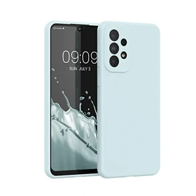 Abbildung von kwmobile Hülle kompatibel mit Samsung Galaxy A33 5G Silikon Handy Case Handyhülle weiche Oberfläche kabelloses Laden Cool Mint