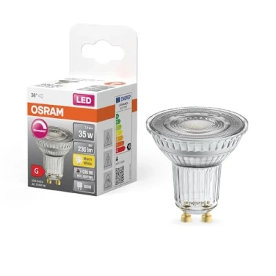 Abbildung von OSRAM Superstar Reflektorlampe für GU10 Sockel, klares Glas ,Warmweiß (2700K), 230 Lumen, Ersatz herkömmliche 35W Leuchtmittel, dimmbar, 2 er Pack