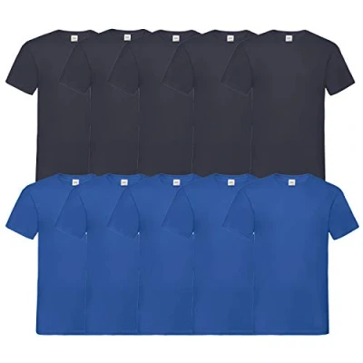 Abbildung von Fruit of the Loom 10 T Shirts V Neck M L XL XXL 3XL 4XL 5XL Ausschnitt Diverse Farben HL Kauf (L, 5DeepNavy/5Royal)