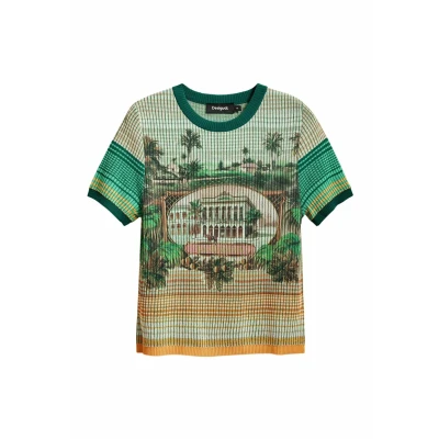 Abbildung von Desigual Landscape Tshirt print, Damen, Größe: XS, Green