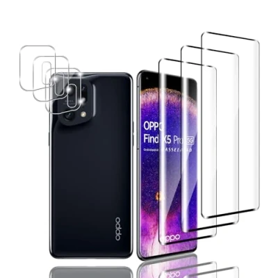 Abbildung von Zicurz 3+3 Stück Schutzglas für OPPO Find X5 Pro 5G, Panzer Schutz Glas, 3 Schutzfolie und Kamera Schutzglas, HD Displayschutz, 5G