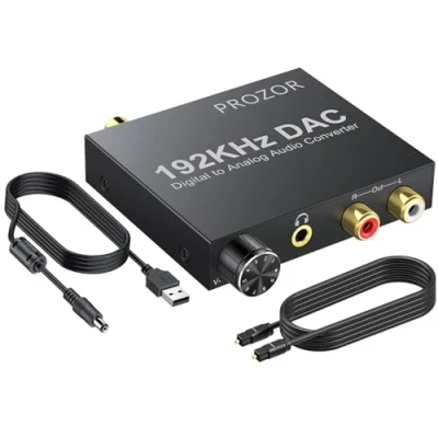 Abbildung von 192kHz DAC Digital zu Analog Audio Konverter DA Wandler Optisch SPDIF Koaxial 3,5mm RCA Stereo