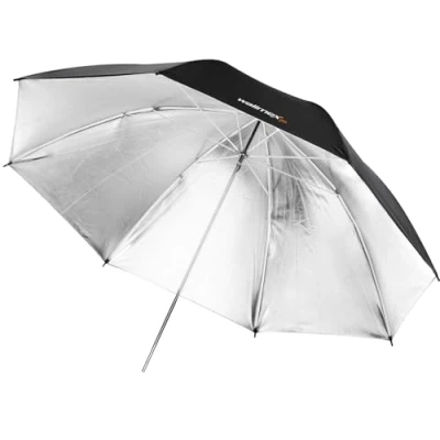Abbildung von Walimex Pro Zweilagiger Reflexschirm (109 cm) schwarz/silber