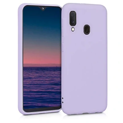 Abbildung von kwmobile Hülle kompatibel mit Samsung Galaxy A20e weiches TPU Silikon Case Cover geeignet für kabelloses Laden Lavendel