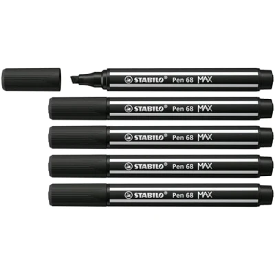 Abbildung von Premium Filzstift mit dicker Keilspitze STABILO Pen 68 MAX 5er Pack schwarz