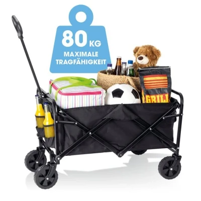 Abbildung von EASYmaxx Bollerwagen faltbar bis 80 kg, perfekt für Transport von Kindern, Strandausflüge, Picknick etc.