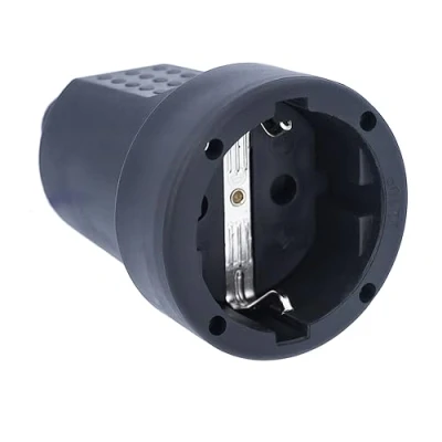 Abbildung von as Schwabe PVC Kupplung Schutzkontaktkupplung mit doppeltem Schutzkontakt Anschluss Leitungen bis max. 1,5mm² 230V 16A IP20 Schwarz, 62225