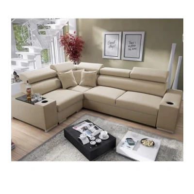 Abbildung von All4All Ecksofa mit Schlaffunktion Plato 282x205 cm Sofa Bettkasten Schlafsofa L Form Eckcouch für 4 Personen Wohnzimmer Seite Links Beige 26