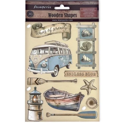 Abbildung von Stamperia Silent Sea A5 Colored Wooden Shape Endless Blue (KLSP182)