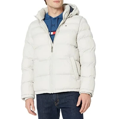 Abbildung von Tommy Hilfiger Herren Hooded Puffer Jacket Daunenalternativer Mantel, New Ice, XS