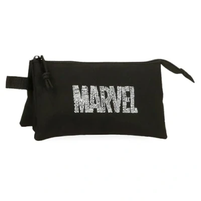 Abbildung von Joumma Marvel Characters Logo Dreifach Federmäppchen, Schwarz, 22 x 12 5 cm, Polyester, 1,32 l, Talla única, Dreifachmäppchen