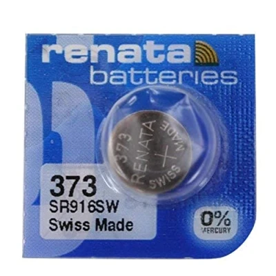 Abbildung von Renata SR916SW Batterie 373 , silberfarben, 1,55 V, hergestellt in der Schweiz,