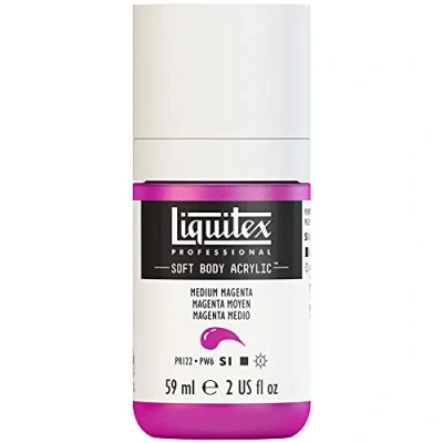 Abbildung von Liquitex 1959500 Professional Acrylfarbe Soft Body Künstlerfarbe in cremiger deckender Konsistenz, hohe Pigmentierung, lichtecht &amp; alterungsbeständig, 59ml Flasche Mittelmagenta