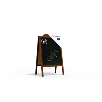 Abbildung von ALLboards Kundenstopper dekorativen Wellenform mit lackiertem Holzrahmen 100x60cm, Werbetafel, Gehwegaufsteller, Aufsteller, Straßenreiter, Kreide
