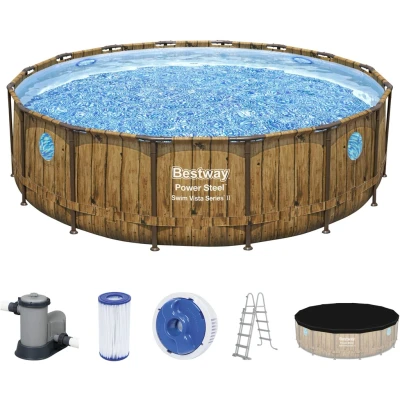 Abbildung von Bestway Framepool &quot;Power Steel Swim Vista&quot;, (Set), 488x122 cm, Holzoptik