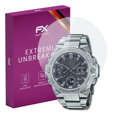 Abbildung von atFoliX Glasfolie kompatibel mit Casio GST B400D 1AER Panzerfolie, 9H Hybrid Glass FX Schutzpanzer Folie