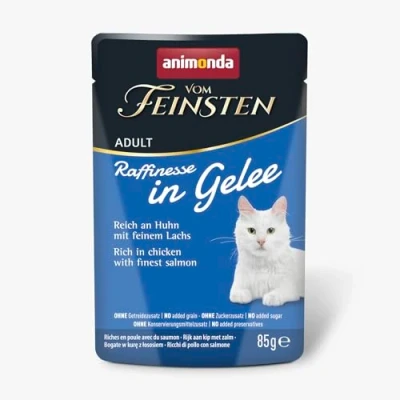 Abbildung von animonda Vom Feinsten Adult Raffinesse Katzenfutter in Gelee mit Huhn und Lachs (24 x 85 g), Nassfutter Taurin Vitamin D3, ohne Zusatz von Soja, Zucker Konservierungsstoffen