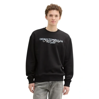 Abbildung von TOM TAILOR Denim Herren 1037613 Oversized Sweater mit Logo Print, 29999 Black, XXL