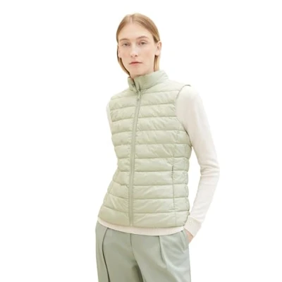 Abbildung von TOM TAILOR Damen Lightweight Steppweste mit Stehkragen, 34895 Desert Green, XXL