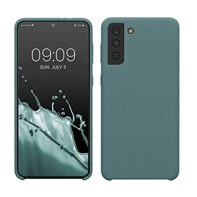 Abbildung von kwmobile Hülle kompatibel mit Samsung Galaxy S21 Plus Silikon Handy Case Handyhülle weiche Oberfläche kabelloses Laden Arctic Night