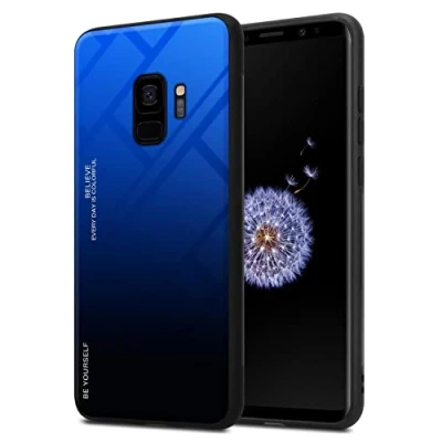 Abbildung von Cadorabo Hülle kompatibel mit Samsung Galaxy S9 Schutzhülle TPU Silikon Case Glas Slim Kratzfest Weiche Gummi Rundumschutz für in Schwarz