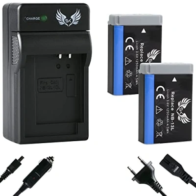 Abbildung von 2X SK Akku Ersatz für Canon NB 13L 1250mAh + Charger PowerShot G1 X Mark III / G5 G9 II G7 SX720 HS SX730 SX740