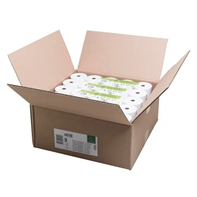 Abbildung von Exacompta Ref. 44919E Karton mit 50 Rollen für Kassenbon 80 x 68 mm 70 m 1 Thermo Falz 48 g/m² ohne Phenol Weiß