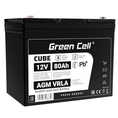 Abbildung von Green Cell® AGM 12V 80Ah Akku Vlies Batterie VRLA Blei Bleiakku Ersatzakku Akkubatterie Versorgungsbatterie Zyklenfest Wartungsfrei Yacht Boot Wohnwagen Reisemobil Solar Off Grid