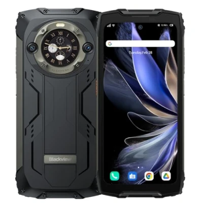 Abbildung von Blackview BV9300 PRO Outdoor Handy ohne Vertrag (100LM Taschenlampe), 24GB+256GB, 15080mAh Akku, 6.7&#039;&#039; 120Hz 2.3K Display, 64MP Kamera, IP68 Android 13 Wasserdichtes Smartphone, GPS NFC Schwarz