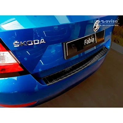 Abbildung von Schwarz Edelstahl Heckstoßstangenschutz kompatibel mit Skoda Fabia III HB 5 türer Facelift 2018 2021 &#039;Ribs&#039;