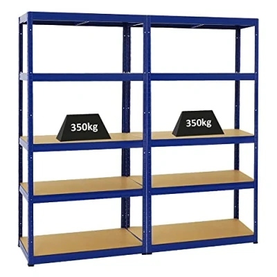 Abbildung von PROREGAL Mega Deal 2er Set Schwerlastregale Slim Elephant 180x90x45cm mit 5 Ebenen Fachlast 350kg Blau