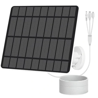 Abbildung von Czemo Solarpanel für Eufy Kamera Außen Solarmodul Überwachungskamera Aussen, 5W Ring Kamera, IP65 Wasserdicht Solar panel Kompatibel mit Spotlight Cam Akku/Stick Up Akku