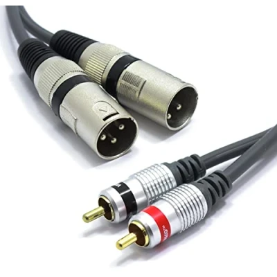 Abbildung von VITALCO 2x XLR Stecker auf Cinch Stereo Kabel 5m Mikrofonkabel 3 Polig Chinch Adapter