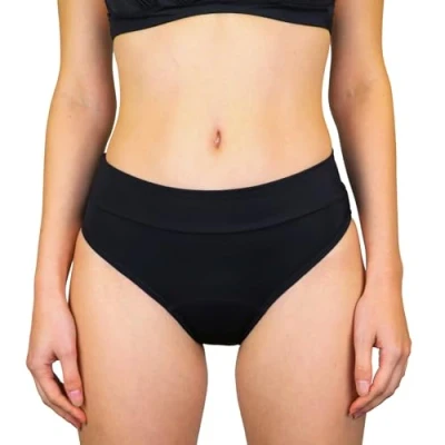Abbildung von MYLILY Perioden Bikinihosen für Damen Schwarz Bademode zum Schwimmen Basic Slip Bikinihose Period Swimwear (XL)