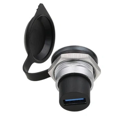 Abbildung von HangTon USB 3.0 Steckdosen Kupplung, wasserdicht, kreisförmig, Durchgangsstecker, Inline Kabelgehäuse, Buchse auf Buchse, 2 Stück