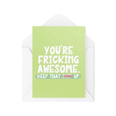 Abbildung von Tongue in Peach Lustige Grußkarten You&#039;re Fricking Awesome Keep That Up Geburtstag, Eltern, Mutter, Papa, beste Freundin, Banter lustiger Witz CBH1338