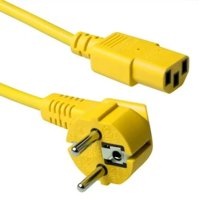 Abbildung von ACT Kaltgerätekabel 5m, C13 Kabel, PC Stromkabel, CEE 7/7 auf 3 Pin Schutzkontakt AK5406 Gelb