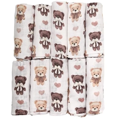 Abbildung von FENSILO Baby Mullwindeln Mulltücher Spucktücher 10er Pack 70x80 cm für und NeugeboreneMusselintücher Jungen MädchenSpucktücher aus BaumwolleReinigenAbwischen Abdecken 05