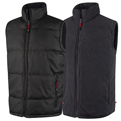 Abbildung von Lee Cooper LCVST702 Herren Arbeitsweste, wendbare Sicherheitsweste, gepolstert, schwarz/grau, Größe XXL