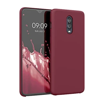 Abbildung von kwmobile Hülle kompatibel mit OnePlus 6T Silikon Handy Case Handyhülle weiche Oberfläche kabelloses Laden Rhabarber Rot