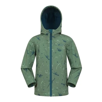 Abbildung von Mountain Warehouse Exodus wasserdichte Windjacke Kinder Softshell leichte Regenjacke Kinder, atmungsaktive, wasserfeste Jacke, Kinderregenjacke Grün 128 DE (7 8 Jahre)