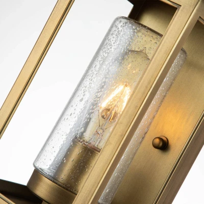 Abbildung von Elstead Lighting QN Atwater S PDB QUINTIESSE Wandleuchte E27 1x40W IP44 EPMM (Kunststoff/Stein Komposit) Messing, Glas klar L:17.6cm H:35.5cm