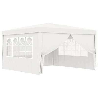 Abbildung von vidaXL Profi Partyzelt mit Seitenwänden UV beständig Wasserbeständig Pavillon Festzelt Gartenpavillon Gartenzelt Garten Bierzelt 4x4m Weiß 90g/m²