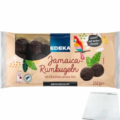 Abbildung von Edeka Jamaica Rumkugeln mit 4 % echtem Rum ohne Einsatz von Aromen (250g Packung) + usy Block