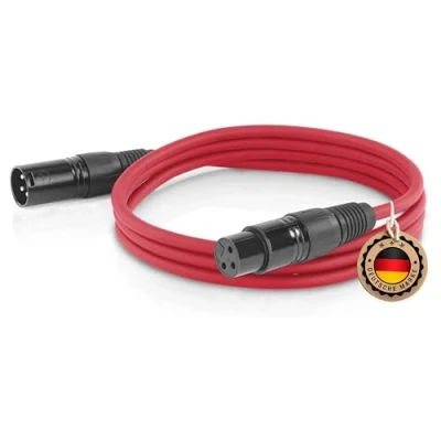 Abbildung von ETEC Professional XLR Audio Kabel 10m Mikrofonkabel DMX OFC Kupfer symmetrisch rot Stecker Buchse Lichttechnik Datenübertragung Musik Sound
