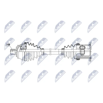 Abbildung von NTY NPW AU 105 Antriebswelle Vorderachse rechts 588mm 104mm CVT Automatikgetriebe (stufenlos) AUDI: A6 C6 Avant, Limousine, A8 D3